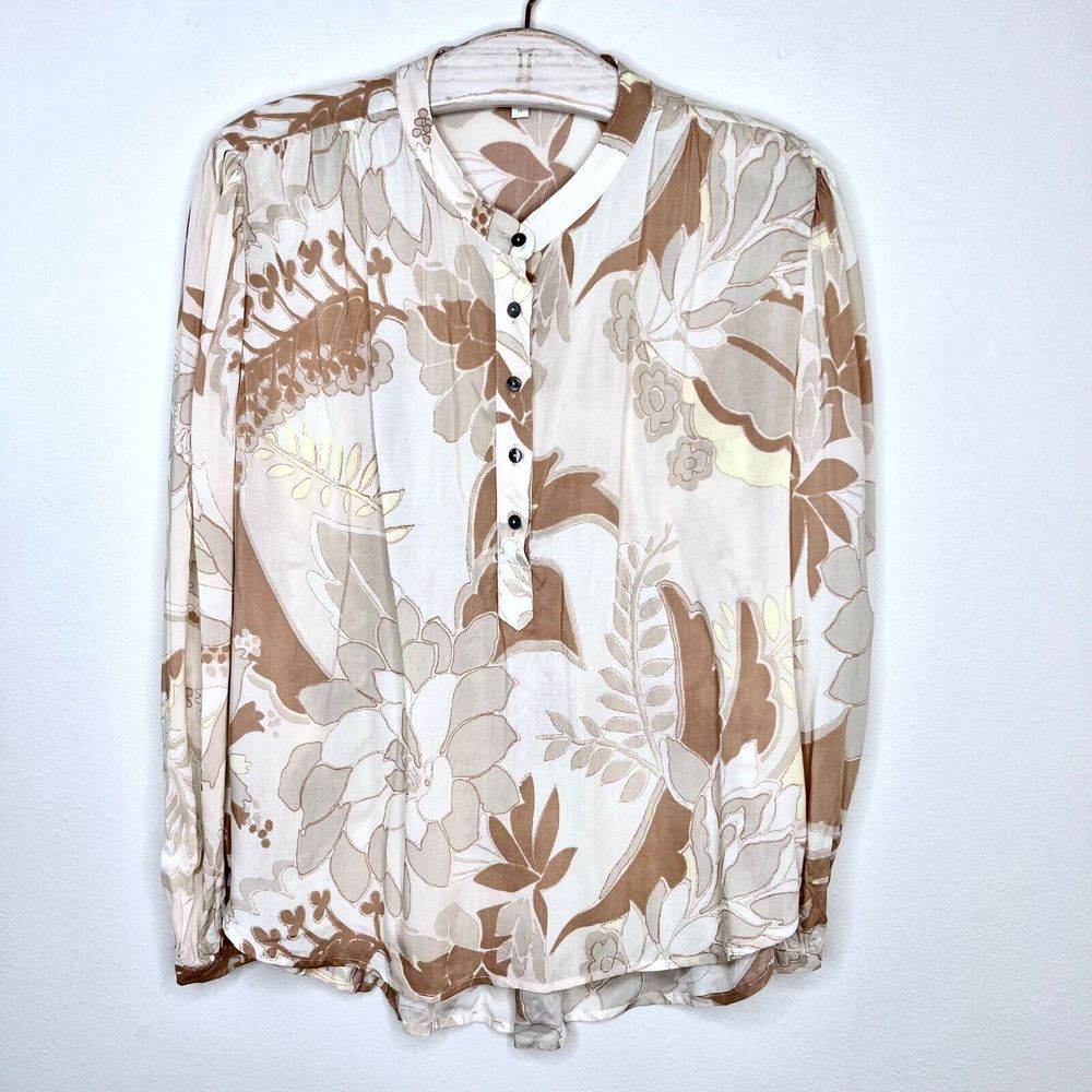 Olivaceous Womens Floral Blouse Small Long Sleeve Boho Prairie Peasant Top